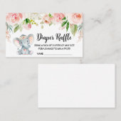 ガールエレファントベビーシャワーおむつラッフル 名刺 (正面/裏面)