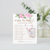 ガールエレファントベビーシャワーの願いベビーカード (スタンド正面)