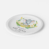 ガールエレファントベビーシャワーイエローとグレー ペーパープレート (アングル)