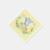 ガールエレファントベビーシャワーイエローナプキン スタンダードカクテルナプキン (角)