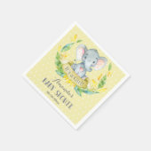 ガールエレファントベビーシャワーイエロー&グレーナプキン スタンダードカクテルナプキン (角)