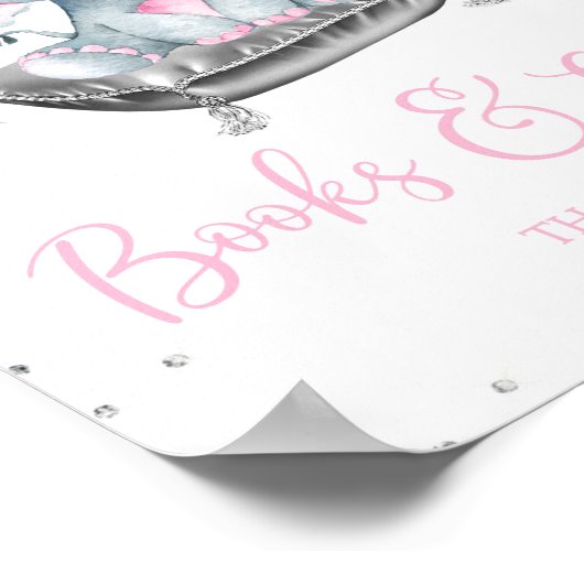 ガールエレファントベビーシャワーギフトテーブルサイン ポスター (角)