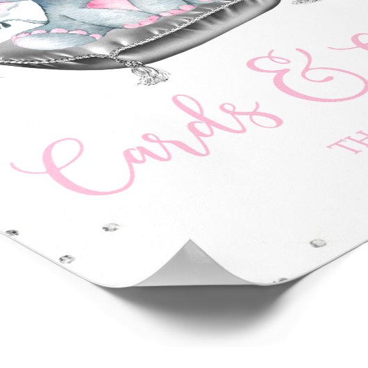 ガールエレファントベビーシャワーギフトテーブルシンボルや象徴 ポスター (角)