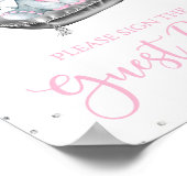 ガールエレファントベビーシャワーゲストブックテーブルサイン ポスター (角)