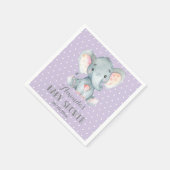 ガールエレファントベビーシャワーパープルとグレーナプキン スタンダードカクテルナプキン (角)