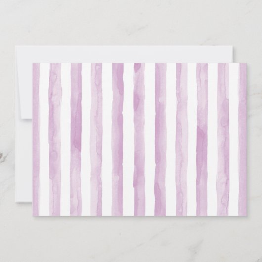 ガールエレファントベビーシャワーパープル，ラベンダー 招待状 (裏面)