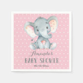 ガールエレファントベビーシャワーピンクとグレーナプキン スタンダードカクテルナプキン (正面)
