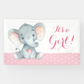ガールエレファントベビーシャワーピンクのバナー 横断幕 (横)