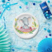 ガールエレファントベビーシャワーピンク紙プレート ペーパープレート (パーティー)