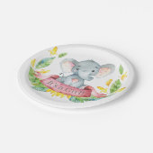 ガールエレファントベビーシャワーピンク紙プレート ペーパープレート (アングル)