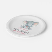 ガールエレファントベビーシャワーピンク ペーパープレート (アングル)