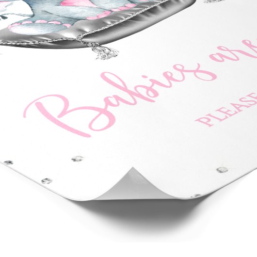 ガールエレファントベビーシャワー優先テーブルシンボルや象徴 ポスター (角)