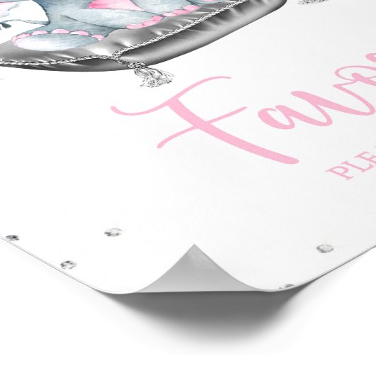 ガールエレファントベビーシャワー優先テーブルシンボルや象徴 ポスター (角)