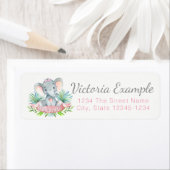 ガールエレファントベビーシャワー差出人住所ラベル ラベル (インサイチュ)