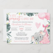 ガールエレファントベビーシャワー招待状 招待状 (正面)