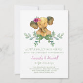 ガールエレファントベビーシャワー招待状 招待状 (正面)