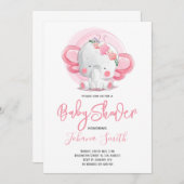 ガールエレファントベビーシャワー招待状 招待状 (正面/裏面)