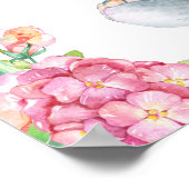 ガールエレファントベビーシャワー歓迎テーブルサイン ポスター (角)