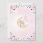 ガールエレファントベビーシャワー/ピンクパープルフローラ 招待状 (裏面)