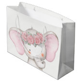 ガールエレファントベビーシャワー ラージペーパーバッグ (裏面アングル)