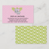 ガールエレファントベビージャーシャワーディスプレイシャワーピンク エンクロージャーカード (正面/裏面)