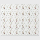 ガールエレファントボタニカルフローラボホベビーシャワー ラッピングペーパー (フラット)