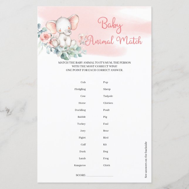 ガールエレファントユーカリリースベビーアニマルマッチ (正面)