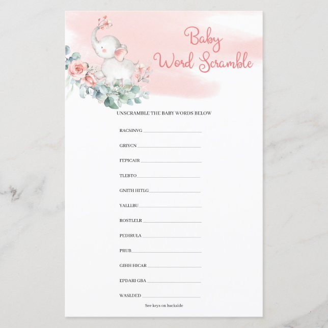ガールエレファントユーカリリースベビーワードスクランブル (正面)
