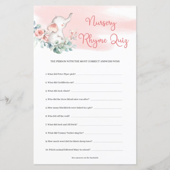 ガールエレファントユーカリリース子供部屋ライムクイズ (正面)