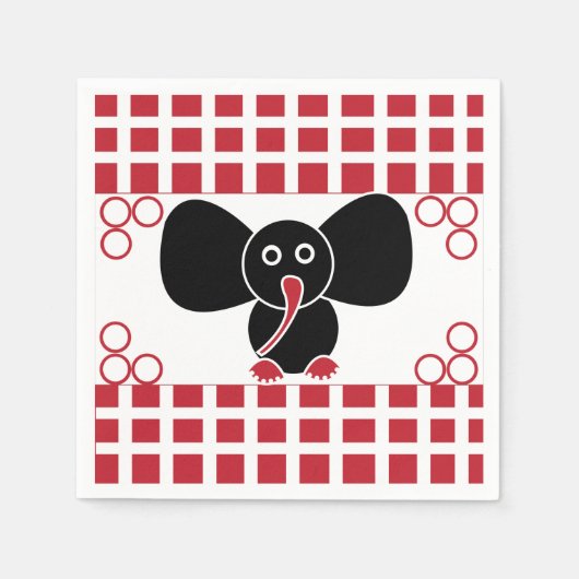 ガールエレファント誕生日 スタンダードカクテルナプキン (正面)