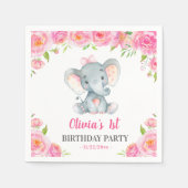 ガールエレファント1st 2th誕生日パーティーリトルピーナッツ スタンダードカクテルナプキン (正面)