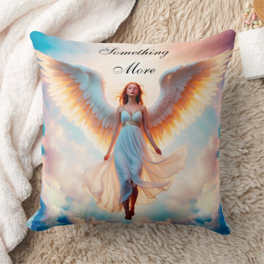ガールエンジェル宗教的クリスチャン飛行ファンタジーアート クッション (ブランケット)