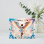 ガールエンジェル宗教的クリスチャン飛行ファンタジーアート ポストカード (スタンド正面)