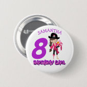 ガールオウム誕生日パーティー海賊ボタン 缶バッジ (正面&裏面)