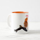 ガールオレンジオータム秋パーソナライズされたカスタムコーヒー ツートーンマグカップ (正面左)