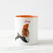 ガールオレンジオータム秋パーソナライズされたカスタムコーヒー ツートーンマグカップ (中央)