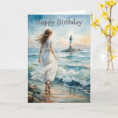 ガールオンザクリフ誕生日カード カード (黄色い花)