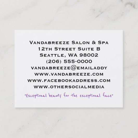 ガールオンザゴーヘアスタイリストサロンプロフェッショナル 名刺 (裏面)