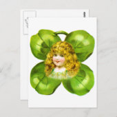 ガールオンジャイアントシャムロックヴィンテージセントパトリックの日 ポストカード (正面/裏面)