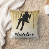 ガールオンスイング金ゴールドグリッタードリップグラデーション クッション (ブランケット)