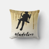 ガールオンスイング金ゴールドグリッタードリップグラデーション クッション (正面)