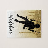 ガールオンスイング金ゴールドグリッタードリップグラデーション ジグソーパズル (横)