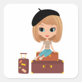 ガールオンホリデースクエアステッカー スクエアシール (正面)