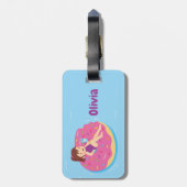 ガールオンレインボーブラッシュドーナツプールフロート ラゲッジタグ (裏面縦)