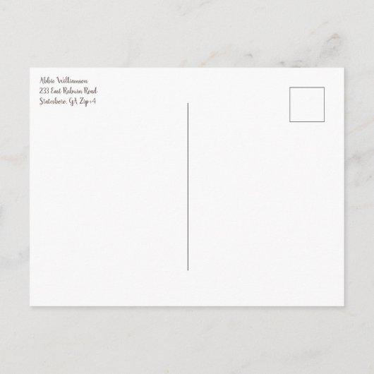 ガールオータムベビーシャワーウッドランド動物 インビテーションポストカード (裏面)