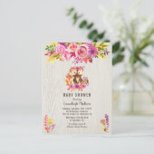 ガールオータムベビーシャワーウッドランド動物 インビテーションポストカード (スタンド正面)