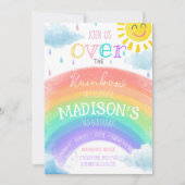 ガールオーバーザレインボーカラフル誕生日 招待状 (正面)