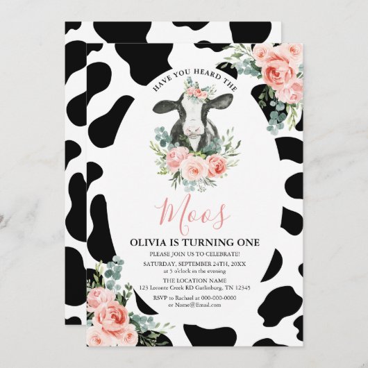 ガールカウピンクフローラはMoosの誕生日を聞いた 招待状 (正面/裏面)