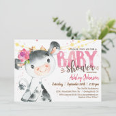 ガールカウベビーシャワー招待，ピンクファーム 招待状 (スタンド正面)