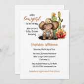 ガールカウボーイ西サボテン南部の赤ちゃんシャワー 招待状 (正面/裏面)